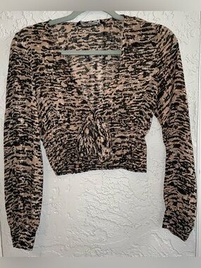 Zara Black & Tan Animal Print Crop Top